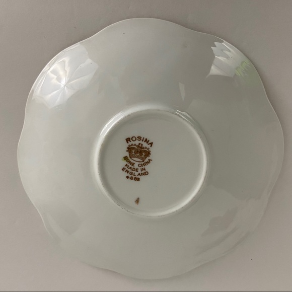 ❌SOLD❌Vintage Rosina Bone China Tea Cup & Saucer Floral Rose Dragonfly England - Picture 12 of 13